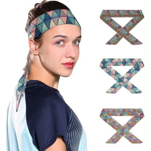 Fashion Ethnic Printed Women Headband Outdoor Cycling Running Tennis Sweatband Yoga Sport Fitness Anti-Slip Hair Band For Female