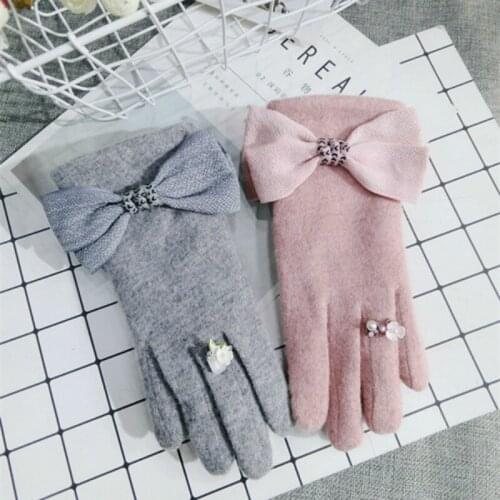 Women Cashmere winter black pink gray Gloves & Mittens