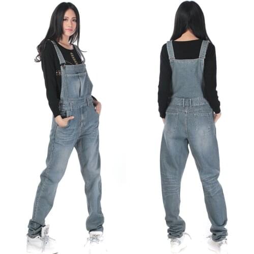 2020 New Large size Ladies Denim Bib Loose Suspenders Spring Korean version of the Jumpsuit tide Womens Trousers Size XS-5XL
