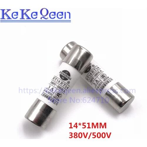 1pcs RO16 Fuse 14*51mm 14*51 14.3*51 MM 1A 2A 3A 5A 10A 16A 25A 32A 40A 50A 63A 380V/500V Cylindrical Ceramic fuse tube 14x51mm