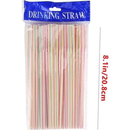 100pcs/set Rainbow Cocktail Straws Plastic Juice Drink Milk Tea Straws For Birthday Wedding Decorative Party Drinking Straws 3