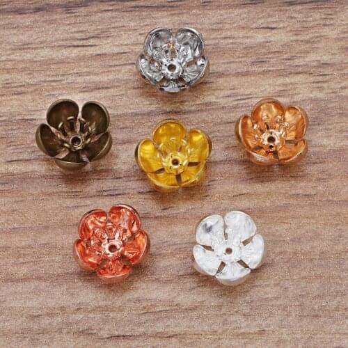 50pcs/Lot 12 mm Copper Flower Bead Cap Filigree Craft Gold Silver Color Flower For Jewelry Making Findings