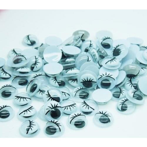 500pcs/lot Round White Color With the Eyelashes Eye Activities Moving Eyes Plastic Eyes For Doll Toy 8mm