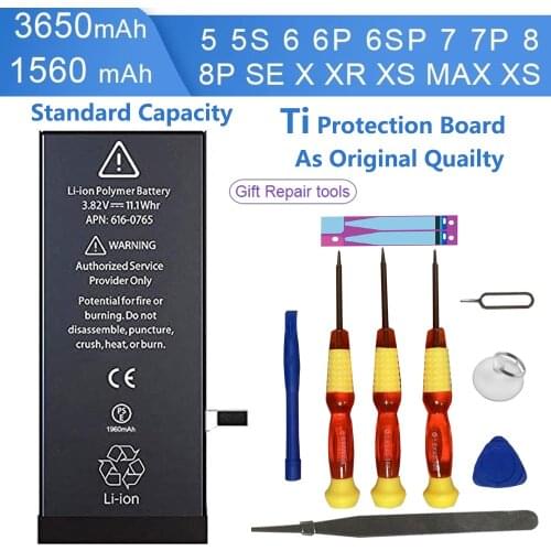 Easybyz TI Chip Protection Board Battery For iPhone 7 8 6 6S Plus SE 5 5S 7P 8P X XR XSMax Replacement Batteries + Tools Sticker