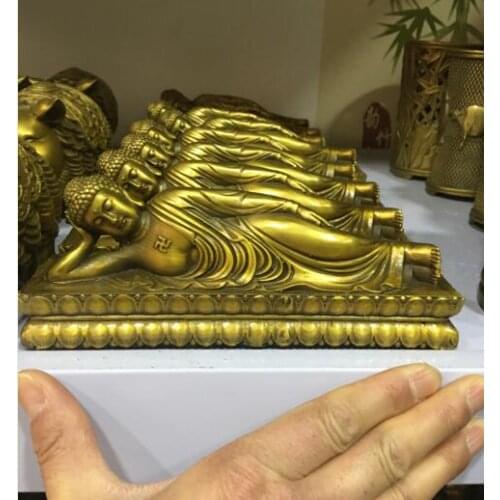 Free Shipping 20cm Exquisite Bronze Buddha Statue of Sleeping Beauty Lotus treasure bed