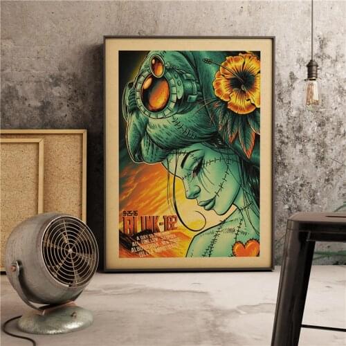 Blink 182 rock band European and American Series poster Retro Art Decor Quality Canvas Painting Wall Decor Home Decor Picture