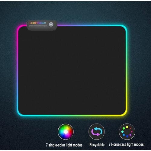 Besegad 300x250mm Large LED RGB Gaming Mouse Pad USB Wired Colorful Lighting Gamer Mousepad Mice Mat for Computer Overwatch Game