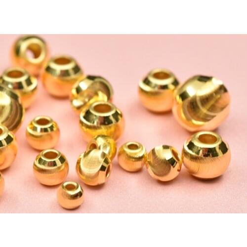 MADALENA SARARA AU999 DIY Beads Jewelry Making Handmade 24K Yellow Gold 3mm/4mm/5mm/6mm/8m/10mm/12mm Car Eyes Laser Bead
