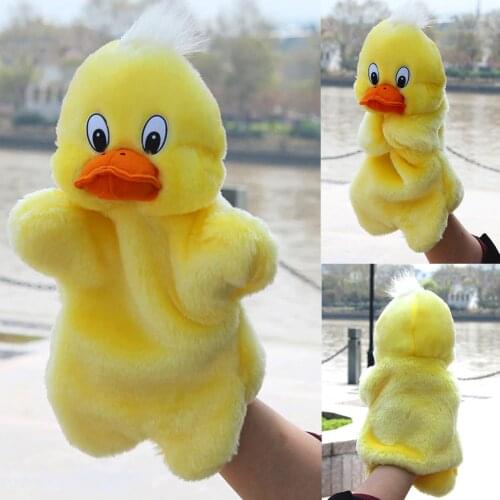 Kids Lovely Animal Plush Hand Puppets Childhood Soft Toy Duck Shape Story Pretend Playing Dolls Toys For Children