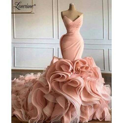 Dubai Cloud Long Tiered Celebrity Dresses Prom Dress Special Occasion Evening Gowns Turkish Couture Evening Dress Abendkleider