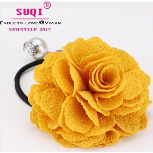 ELLV Women Elastic Hair Bands Hair Accessories Big Flower Hair Rope Imitation Pearls Charms Rubber Band Headwear