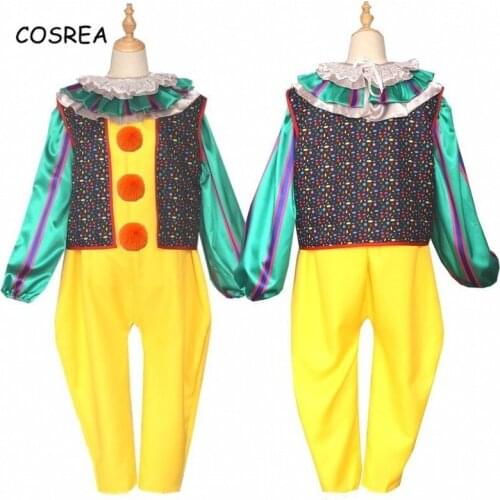 Movie Stephen Kings It Pennywise The Clown Costume Scary Joker Suit Set Halloween Party Terror Evil Clown Pennywise Mask