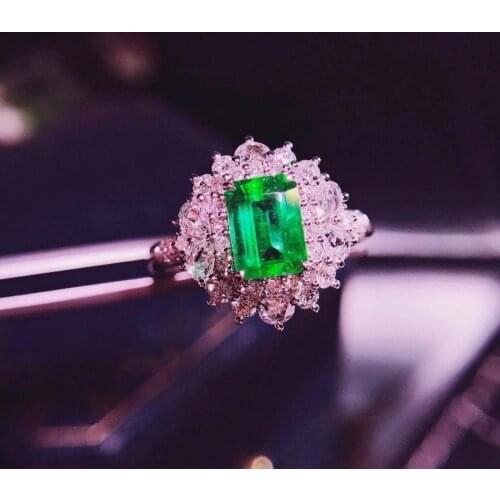 H1106 Emerald Ring 1.95ct Pure 18 K Gold Jewelry Nature Green Emerald Diamond Female Rings for women Fine Ring