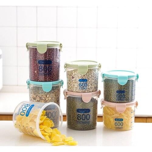 Kitchen transparent food preservation sealed tank storage plastic miscellaneous tank grain storage tank with lid