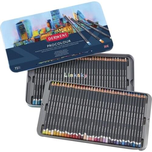 Lapis 72 Cores Estojo De Madeira Linha Procolour,Derwent Colored Pencils 4mm, Drawing, Art, Metal Tin, 72 Count (2302508)
