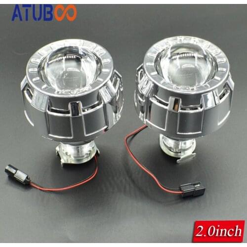 Headlight Lenses 2.0 H1 HID Bi-xenon H4 H7 Projector Metal Lens Mini Gatling Gun Shroud For Car Motorcycle Accessories Retrofit