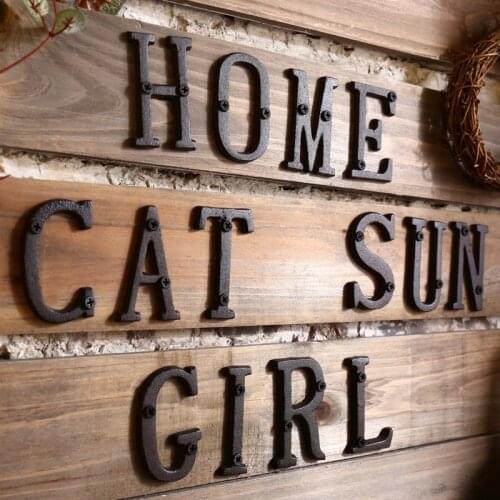 Metal Letters Numbers Cast Iron Decoration House Sign Doorplate DIY Cafe Wall SP99