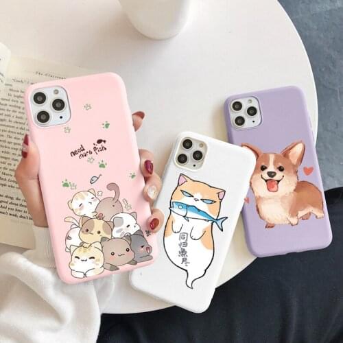 Cute Cartoon Cats Dogs For Xiaomi Mi 11 10T Lite POCO X3 NFC F3 M3 Redmi Note 9 10 8 Pro 7 10S 9S 9T 8T 9C 9Ae Funda Cover Cases