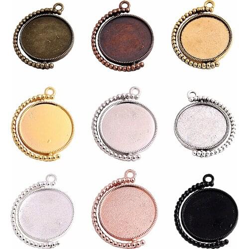 SWEET BELL 10pcs Fit 25mm Metal MIX Trendy Rond Double sided Cabochon Pendant Settings Fit necklace pendant D7006