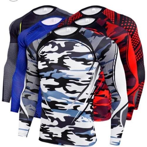 Men Fitness Running T Shirt Cycling Mens Compression Shirts Skin Tight Bodybuilding Thermal Sports Workout Shirt Breathable