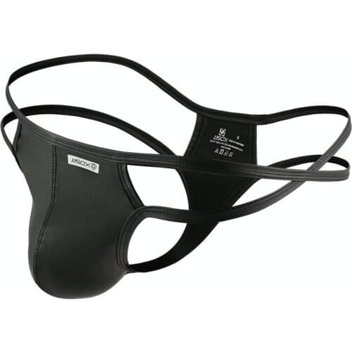 Mens Briefs Thongs Sexy Underwear Unilateral Cross Faux Leather Briefs Men Underwear Mens Pants Sexy Gay Underpants