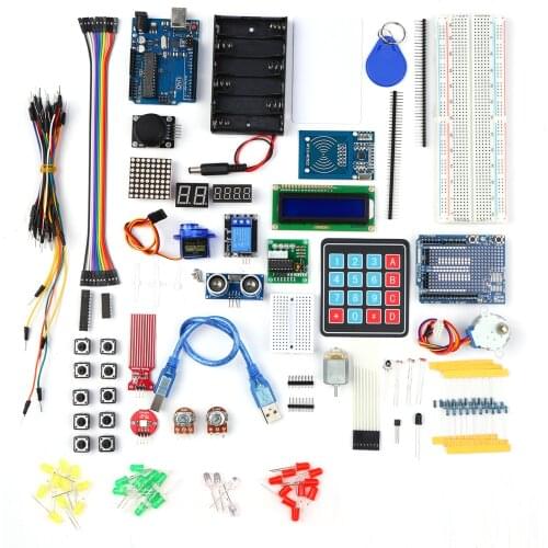 Electronic Starter Kit Project Beginner Learning Kit with Sensors Stepper Motor Breadboard Jumper Wire LED Electronics Component