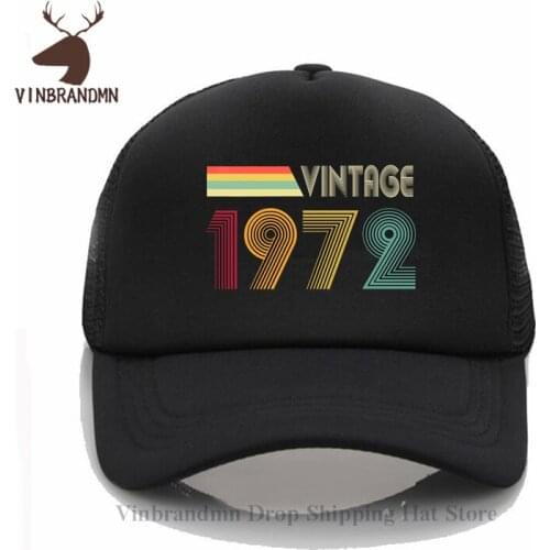 New Vintage 1972 casual Baseball cap homme Retro Born in 1972 Cotton Trendy hats 49th Birthday Perfect Gift summmer Fishing Hats