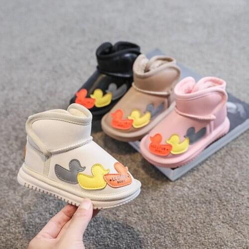 New Winter Child Shoes PU Leather Waterproof Wing Martin Boots Kids Snow Boots Brand Girls Boys High Boots Fashion Sneakers