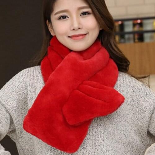 New Fashion Warm faux fur collar Soft Ring Scarf Rabbit Fur Scarf Female Solid Fur Scarves Women designer scarf For christmas