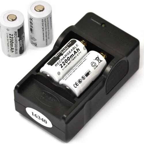 NEW 3.7v 2200mAh CR123A rechargeable lithium battery 16340 battery