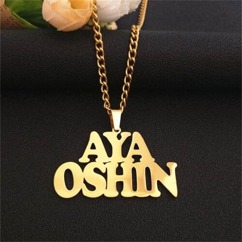 Custom Double Name Necklaces Personalized Choker Stainless Steel Link Chain Necklaces Women Men Jewelry Accessaries