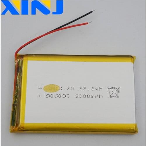 XINJ 3.7V 6000mAh Li lithium polymer battery lipo cell 906090 For GPS PSP PS5 GPS ipod PAD MID Portable DVD Power bank Tablet PC