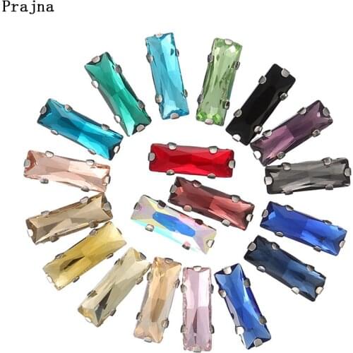 Prajna Rectangle Glitter Crystal Sew On Rhinestone Claw Diy Colorful Dress Stones For Wedding Dress Shoes Jewelry Accessories F