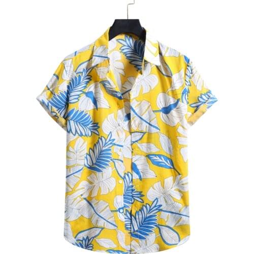 2021 New Arrival Lapels Shirts For Men Male Summer Printed Casual Hawaiian Shirt Comfy Button Up Short Sleeve For Men Clothing