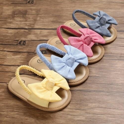 2020 Baby Girls Bow Knot Sandals Cute Summer Soft Sole Flat Princess Shoes Infant Non-Slip First Walkers