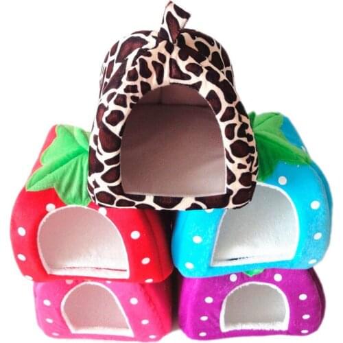 Free shipping Foldable Cat Dog Kennel Warm Cushion Strawberry Shape Sponge Pet House Dog Nest D0014