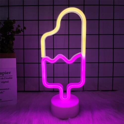 LED Neon ice Cream Shape Night Light Christmas Party Wedding Cecoration Home Gifts AA Battery Operated Neon Lamp