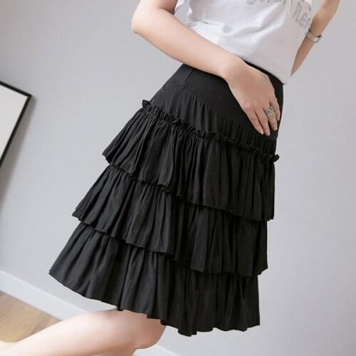 Pleated Cake Skirt Maternity Skirts Elastic Waist Belly Skirts Clothes For Pregnant Women Vestidos Pregnancy Clothing Summer
