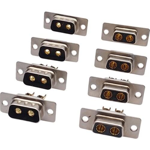 1PCS 2W2 30A 2PIN Gold plated high current male female D-SUB Connector adapter solder type 2pin plug socket high power