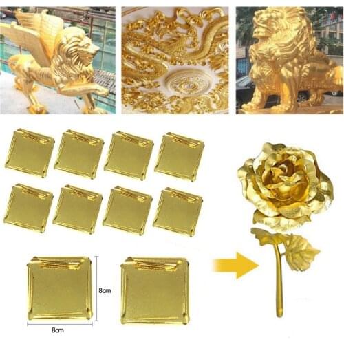 10Pcs 8x8cm Art Craft Imitation Gold Copper Foil Papers Leaf Leaves Sheets Gilding DIY Craft Decor Design Paper