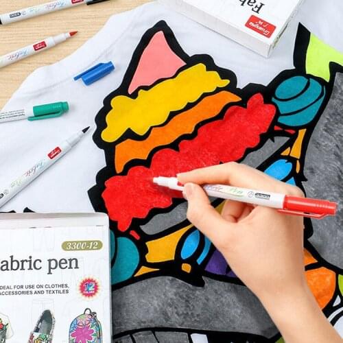 12/24Colors Fabric paint T-Shirt Brush Marker Pigment Waterproof ink Marker for Textile ideal Clothes Accessories DIY Painting