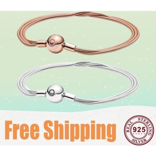 2021 New S925 Silver Round Button Multi Chain Pan Bracelet Snake Bone Chain For Womens Diy Beads Treasure Accessorie