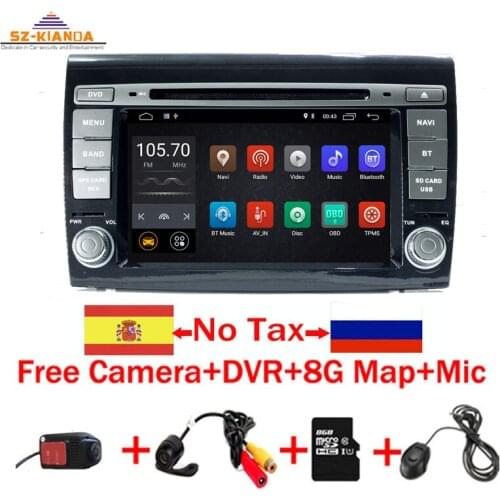 2Din Auto Radio Android 9 For Fiat Bravo 2007-2012 Car GPS Stereo Multimedia Player Quad Core RAM 2GB ROM 16GB DSP DVR Wifi RDS