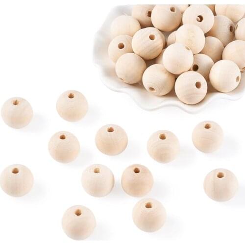Pandahall 50pcs Wood Beads Loose Spacer Beads for Jewelry Bracelets Making DIY Round Moccasin 18-20x17-18mm Hole: 4-5mm