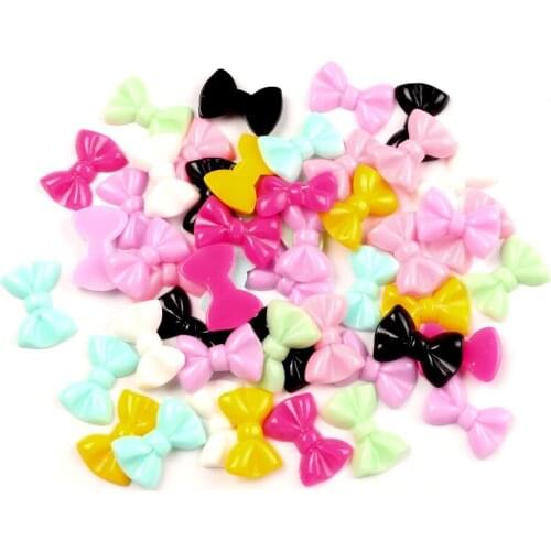 50Pcs Mixed Resin Bowknot Embellishments Flatback Cabochon Scrapbook Wedding Decoration Diy Craft Accessories