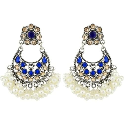 Afghan New Vintage Pearl Beads Indian Jhumki Jhumka Enamel Earrings Korean Gypsy Tribal Earring Women Party pendientes Jewelry