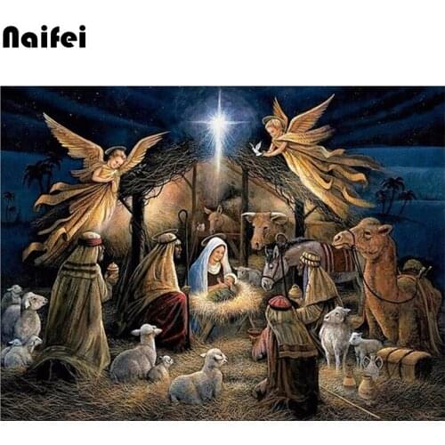 5d Diy Diamond Painting Cross Stitch Birth Of Jesus Christ Full Square round Diamond mosaic home Decorative Diamond Religions