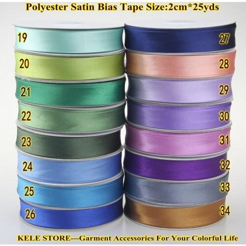 Free shipping -Polyester Satin Bias Binding Tape,bias binding size:20mm,3/4" *25yds,cutting fold tape blue purple green for sew