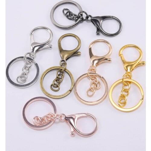 5 Pcs/Lot Key Chain Key Ring keychain Bronze Rhodium Gold 70mm Long Round Split Keyrings Keychain DIY Making Jewelry Accessories