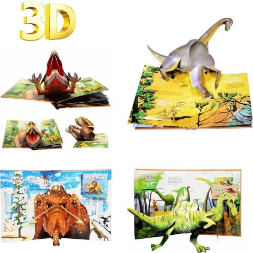 Children 3D pop-up reading book Dinosaur world kids boys girls present toys preschool education infant gift baby stereo picture